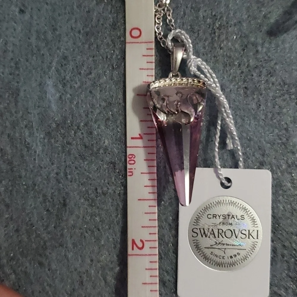 Swarovski Crystal Flame Pendant Sterling Silver 18 Inch - Picture 8 of 11